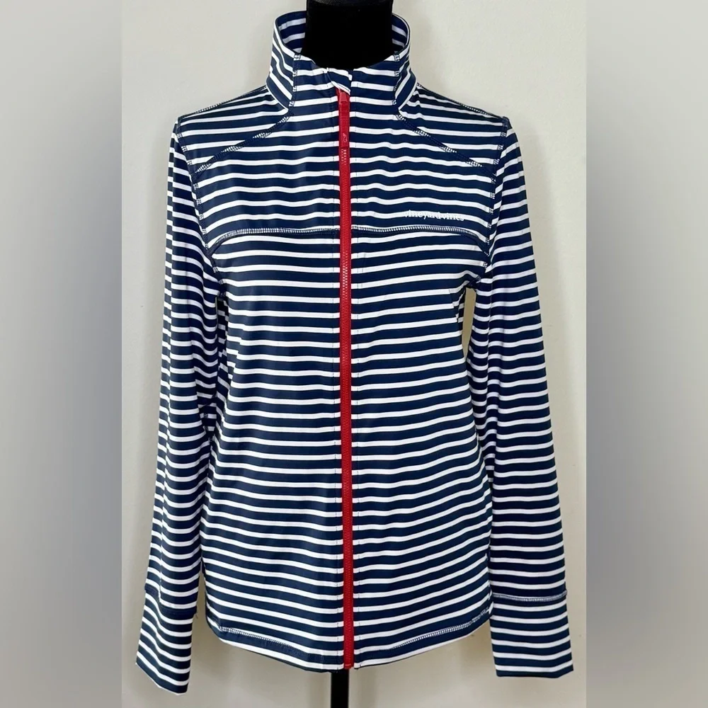 Vineyard Vines navy and white stripe summer beach jacket preppy nautical XS EUC
